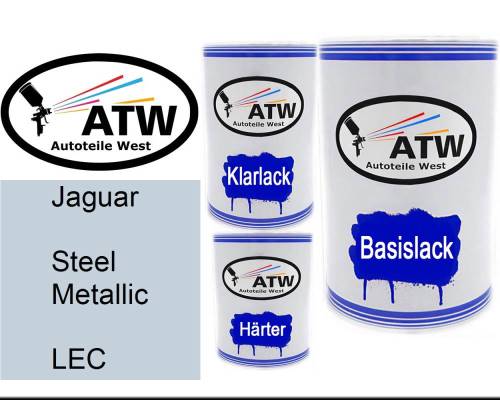 Jaguar, Steel Metallic, LEC: 500ml Lackdose + 500ml Klarlack + 250ml Härter - Set, von ATW Autoteile West.